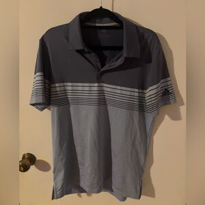 Adidas Men's Polo Shirt in Gray with Stripes